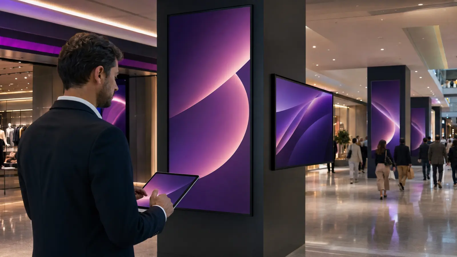 Cartelería digital administrada en un centro comercial